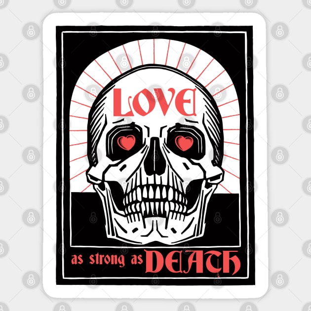 Gothcore Aesthetic Love Death Hearts & Skull Goth Valentine Sticker by August Design